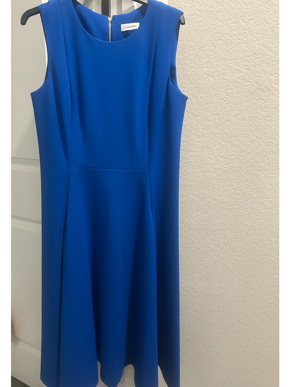 Calvin Klein Cobalt Blue Sleeveless Fit-and-Flare Dress